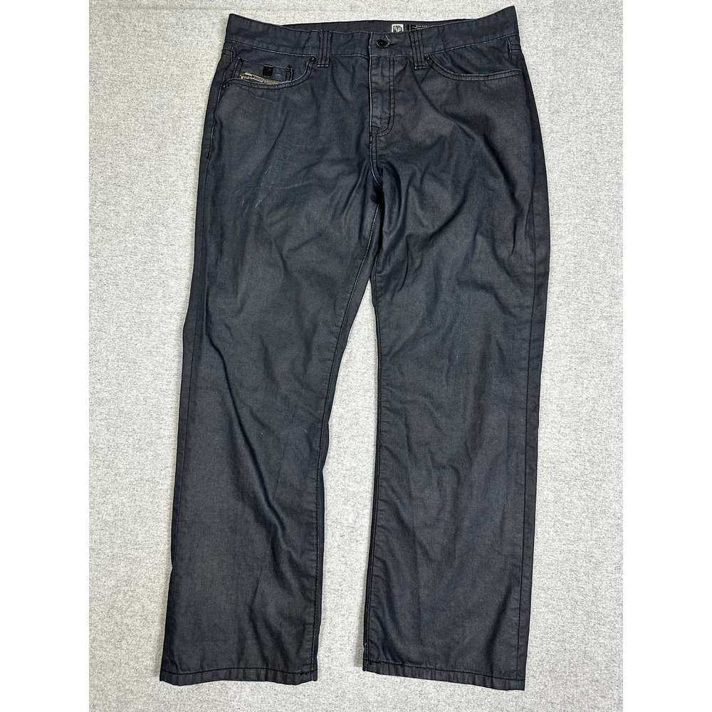 Marc Ecko Cut & Sew Coated Jeans 36x30 Black Straight Leg Denim